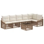 vidaXL Ensemble de canapé de jardin 7 Pièces Beige polyrotin