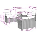 Ensemble de 9 pièces de canapé de jardin avec coussins noir en poly rotin