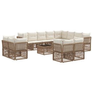 vidaXL Ensemble de canapé de jardin 13 Pièces Beige polyrotin