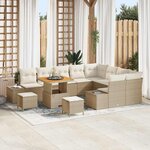 vidaXL Ensemble de canapé de jardin avec coussin 12 Pièces Beige  Crème
