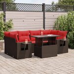 vidaXL Salon de jardin avec coussins 7 Pièces marron résine tressée acacia