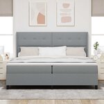 vidaXL Lit à ressorts avec matelas et lumière LED gris clair 200 x 200 cm en tissu