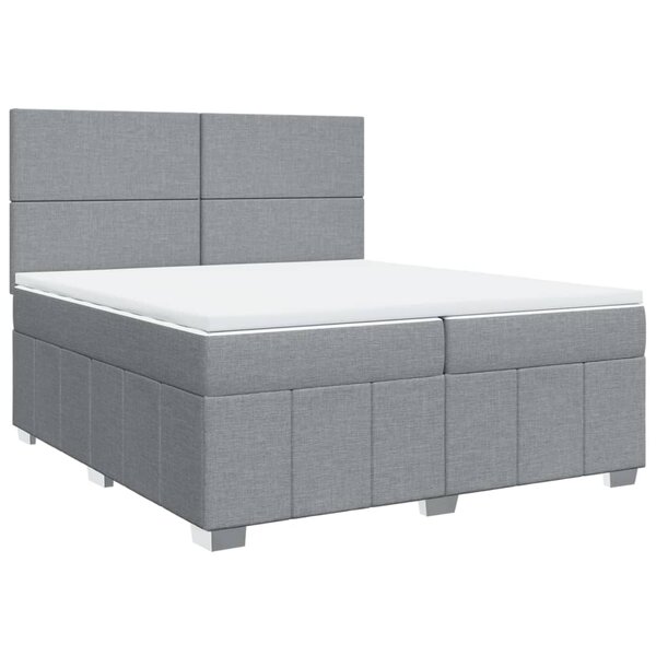 vidaXL Sommier à lattes de lit avec matelas Gris clair 200x200cm Tissu