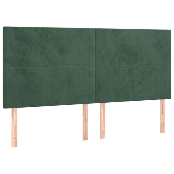 vidaXL Têtes de lit 4 Pièces Vert foncé 100x5x78/88 cm Velours