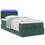 vidaXL Lit ottoman avec matelas et LED Vert foncé 80x200cm velours