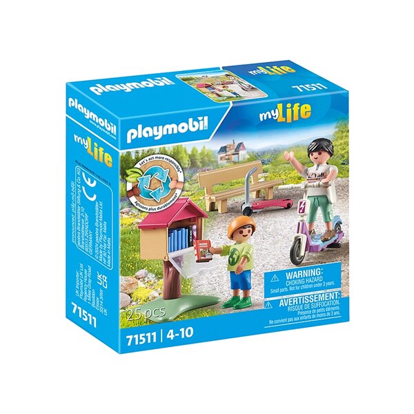 PLAYMOBIL 71511 - my Life Boîte à livres avec maman et enfant