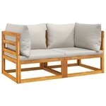 vidaXL Canapés d'angle sectionnels 2 Pièces coussins gris clair acacia