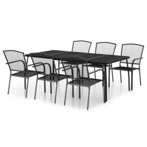 vidaXL Ensemble à manger de jardin 7 Pièces anthracite acier