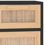 vidaXL Buffet Noir 60x30x75 cm Bois de pin massif et rotin naturel
