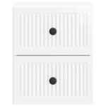vidaXL Cabinet de chevet mural 2 Pièces Blanc brillant 33 x 34 5 x 40 cm
