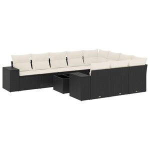 vidaXL Salon de jardin 11 Pièces avec coussins noir résine tressée