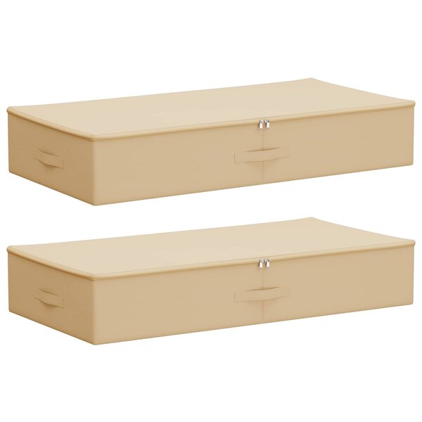vidaXL Boîte de rangement 2 Pièces Crème 90 x 48 x 15 cm Tissu intissé