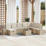 vidaXL Ensemble de canapé de jardin 9 Pièces Beige 55 x 62 x 69 cm