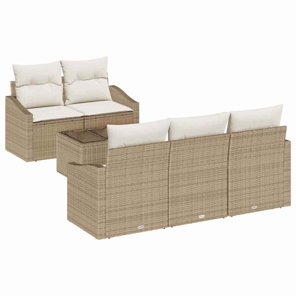 vidaXL Ensemble de canapé de jardin 6 Pièces Beige  Crème 55 x 55 x 37 cm