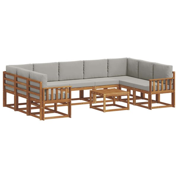 vidaXL Ensemble de canapés d'extérieur 10 pc Gris Naturel et Clair