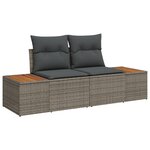 Ensemble de canapé de jardin de 6 pièces avec coussins gris en poly rotin