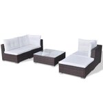 vidaXL Salon de jardin 5 Pièces avec coussins résine tressée marron