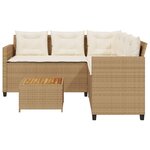 vidaXL Canapé de jardin avec table et coussins en forme de L beige