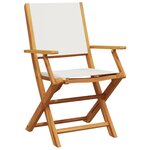 vidaXL Ensemble de bistro 3 Pièces blanc crème tissu et bois massif