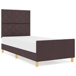 vidaXL Cadre de lit avec tête de lit Marron foncé 90 x 190 cm tissu