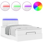vidaXL Lit ottoman avec matelas & LED blanc pur 120x190cm similicuir