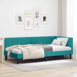 vidaXL Cadre de lit d'angle avec tête de lit Turquoise 100 cm x 200 cm