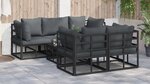 vidaXL Ensemble de canapé de jardin avec coussin 6 Pièces Noir Aluminium