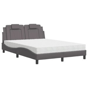vidaXL Lit Viana avec matelas gris 140x190 cm similicuir