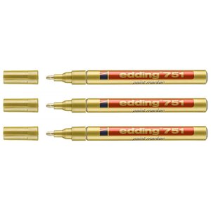 Marqueur Peinture 751 Or Pointe Ronde 1-2 mm x 3 EDDING