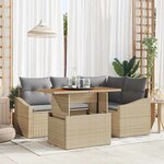 vidaXL Ensemble de canapé de jardin 5 Pièces Beige Poly rotin