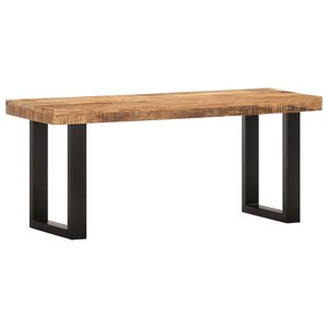 Banc banquette 110 x 35 x 46 cm bois de manguier brut massif et acier 02_0010929