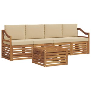 vidaXL Ensemble de canapés d'extérieur 5 pc Naturel et Beige