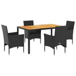 vidaXL Ensemble à manger de jardin et coussins 5 Pièces noir rotin acacia