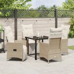 vidaXL Ensemble de salle à manger de jardin de 5 pièces avec coussins Beige Rattan Poly
