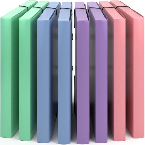 ACROPAQ 8 x Chemises à Élastiques et à 3 Rabats A4- Jusqu'à 200 pages  Dos 3 cm- Chemises cartonnées  Range Document- 245x325x30 mm