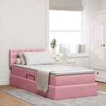 vidaXL Lit de rangement LED avec matelas Rose 90 x 200 cm Velours
