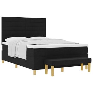 vidaXL Lit à ressorts avec matelas Noir 140 x 200 cm tissu
