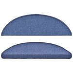 vidaXL Tapis d'escalier 15 pièces 56 x 17 x 3 cm Bleu Demi-rond