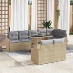 vidaXL Ensemble de canapé de jardin 9 Pièces Beige  Gris clair