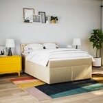 vidaXL Sommier à lattes de lit avec matelas Crème 140x200 cm Tissu