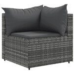 vidaXL Salon de jardin 7 Pièces avec coussins Gris Résine tressée