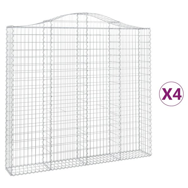 vidaXL Paniers à gabions arqués 4 Pièces 200x30x180/200 cm Fer galvanisé