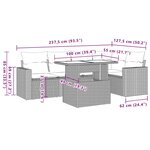 vidaXL Salon de jardin 6 Pièces avec coussins noir résine tressée