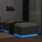 vidaXL Cadre de lit avec lumières LED gris béton 100x200 cm