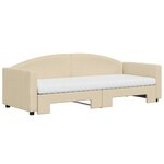 vidaXL Lit de jour avec gigogne et matelas crème 80x200 cm tissu