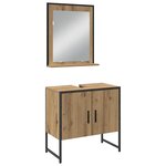 vidaXL Ensemble de mobilier de salle de bain avec porte 4 Pièces Marron
