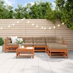 vidaXL Ensemble de salon de jardin 7 Pièces Brun cire Bois de pin massif