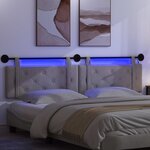 vidaXL Tête de lit suspendue Avec lumière LED Gris clair Velours