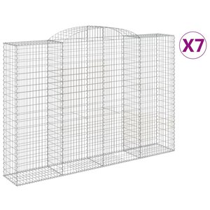 vidaXL Paniers à gabions arqués 7 Pièces 300x50x200/220 cm Fer galvanisé