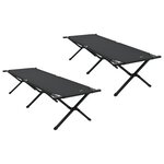 vidaXL Lits de soleil pliants 2 Pièces avec sac de transport Noir Tissu Oxford 600D